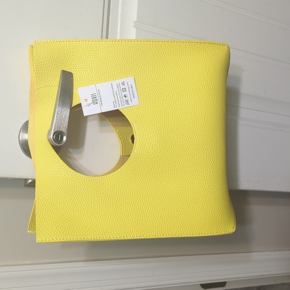 Handbags - Vintage Minimalist Style Soft Yellow Leather Handbag Clutch Novelty Tote Handbag